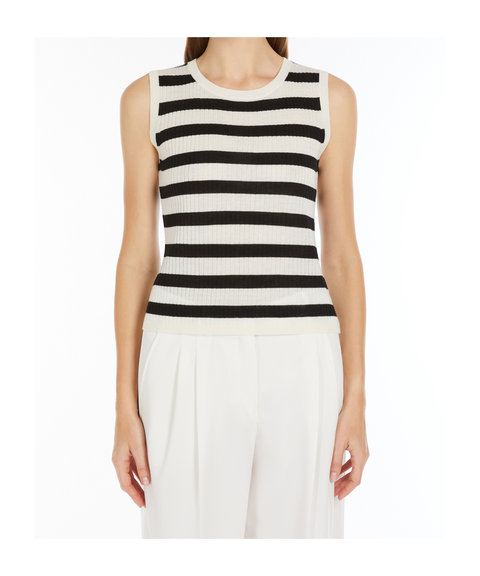 Shop Max Mara Rib-knit Wool And Silk Top In White