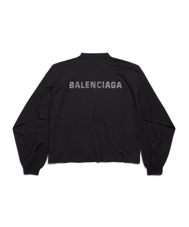 Balenciaga Short Long-sleeved T-shirt In Black
