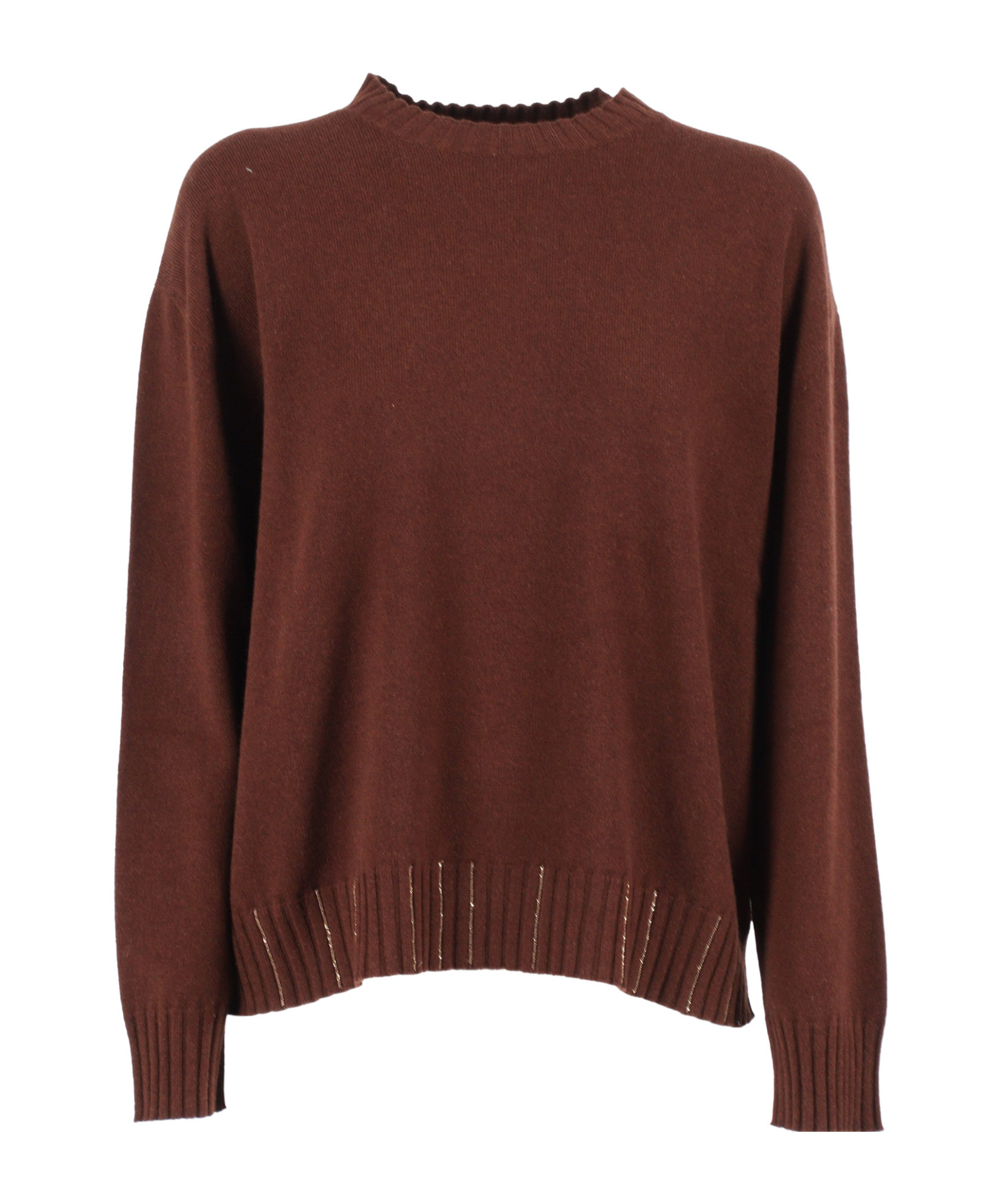 Fabiana Filippi Platinum Ebon Crew Neck Sweater In Brown