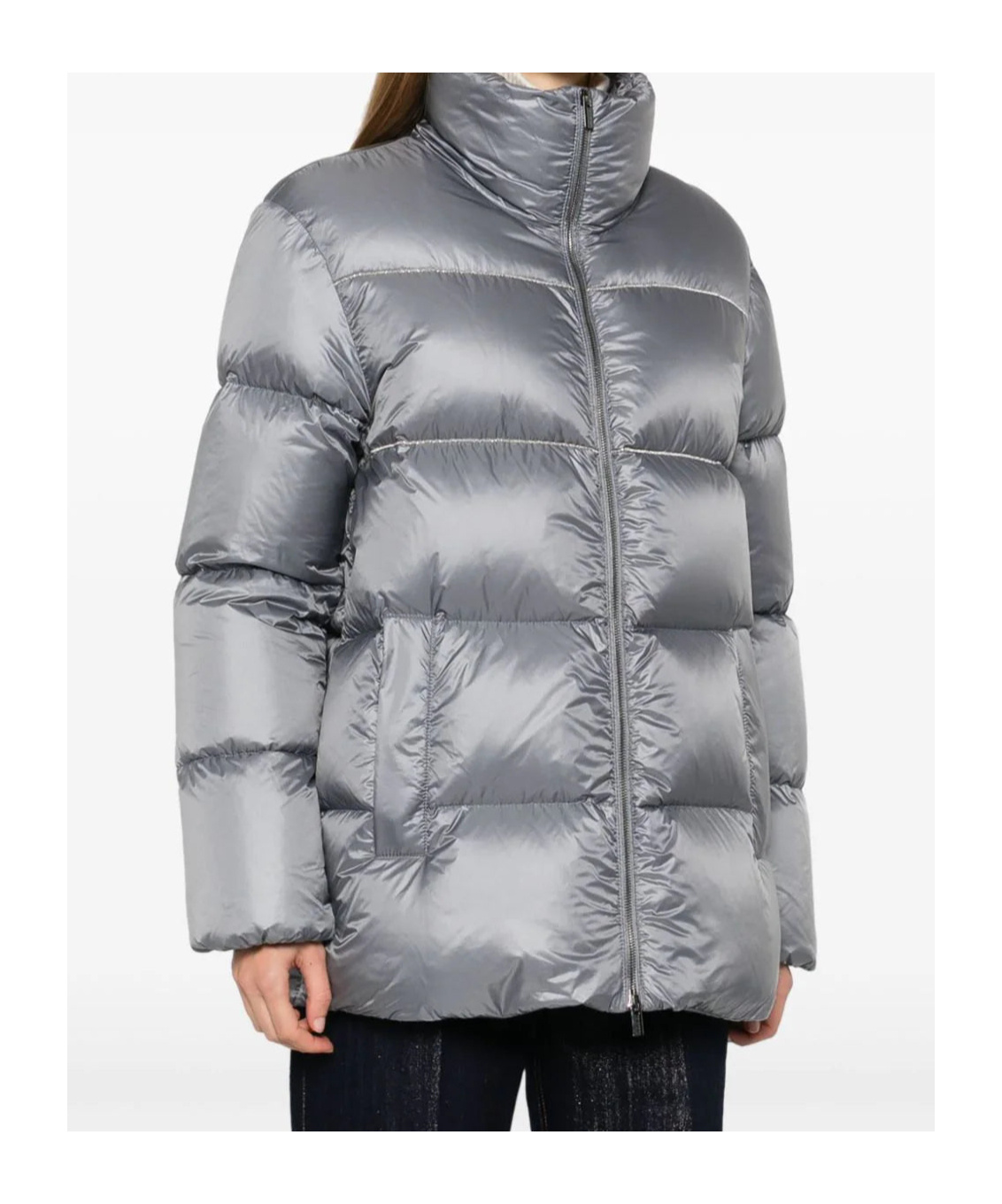 Peserico Woman Blouson In Rock Gray