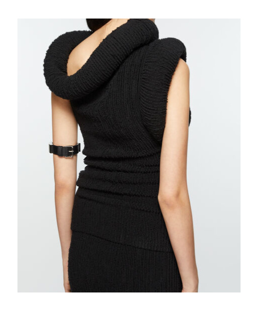 Acne Studios Asymmetric Rib-knit Long Dress In Black