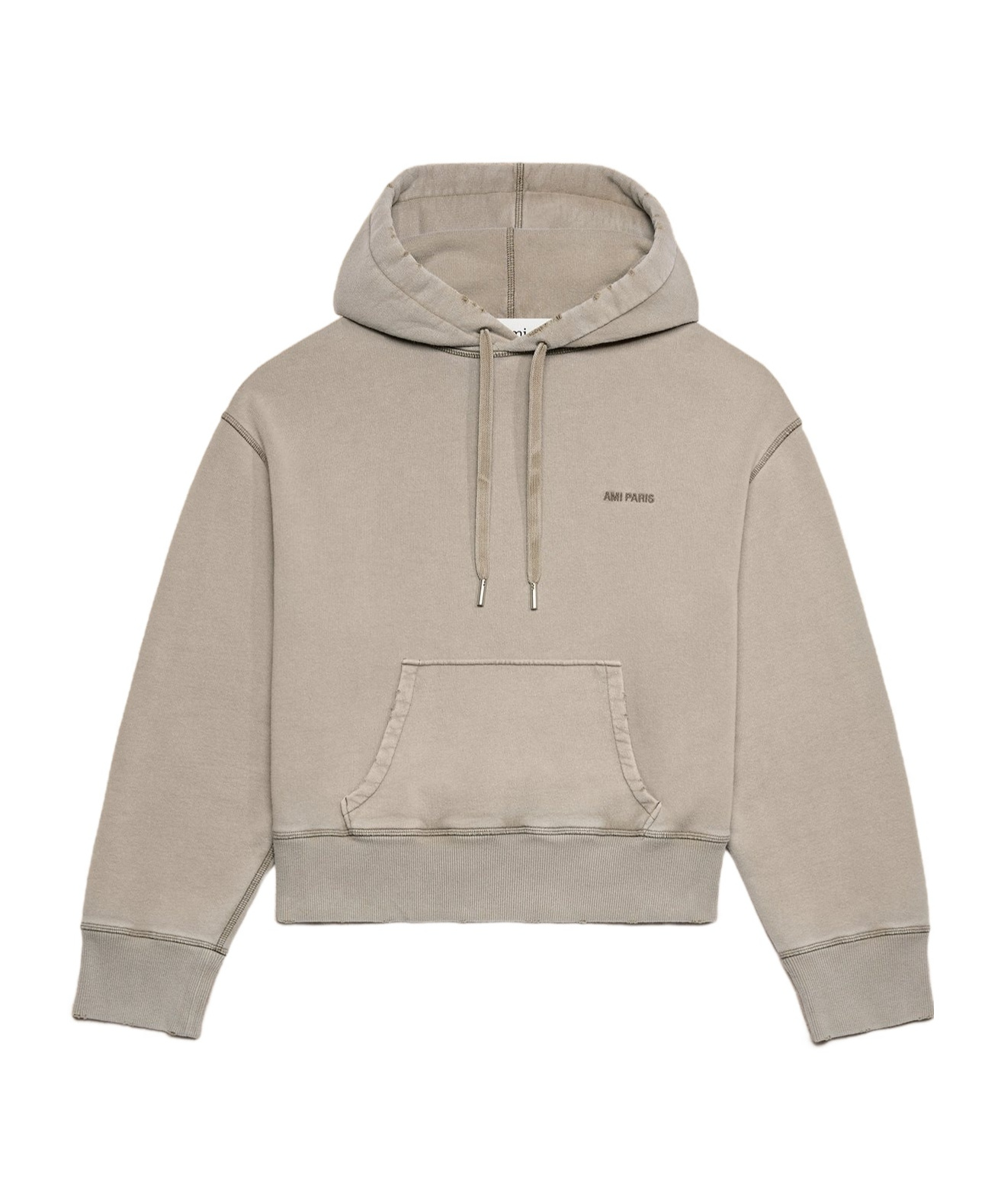Ami Alexandre Mattiussi Ami Logo Embroidered Drawstring Hoodie In Nude