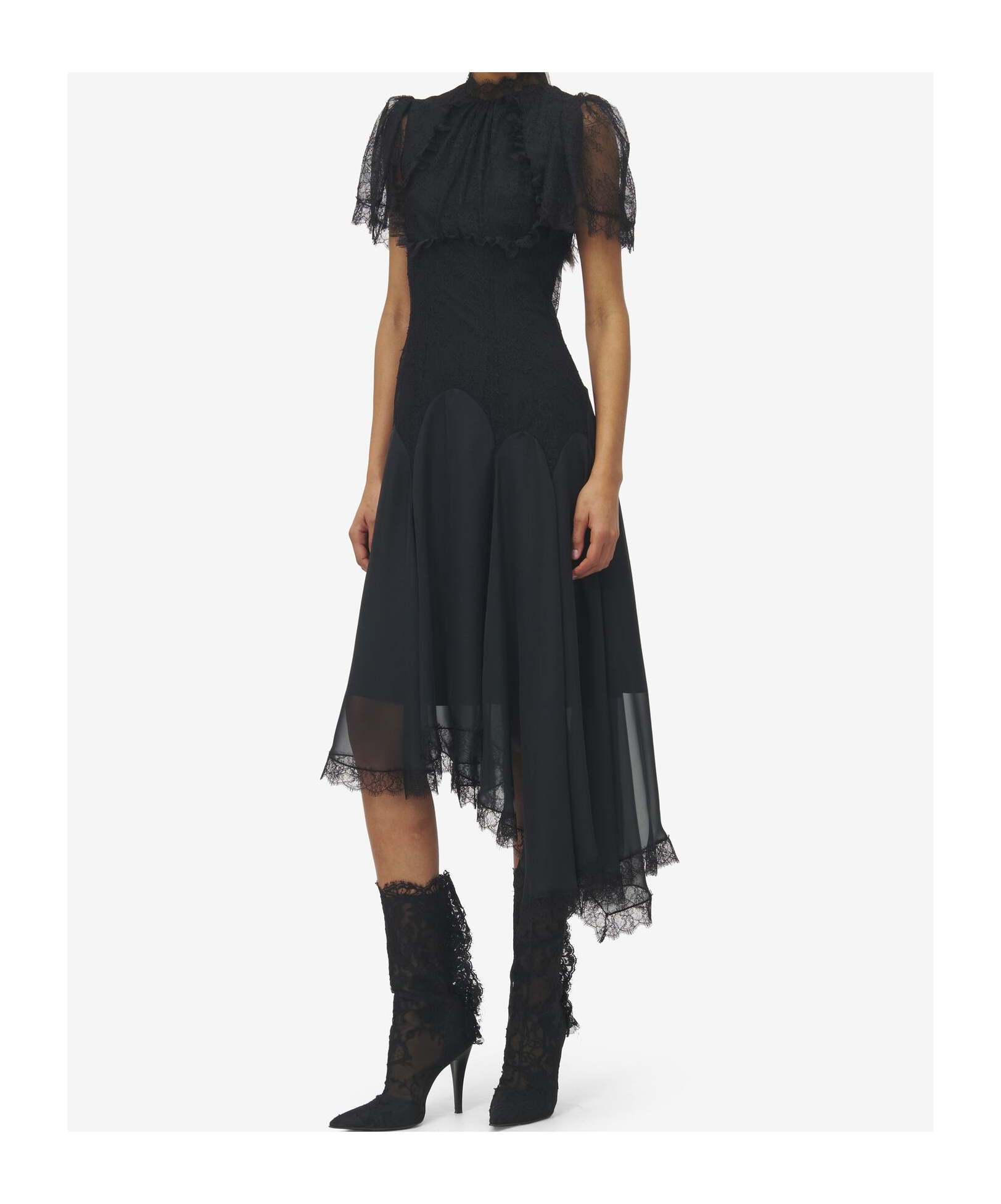 Alexander Mcqueen Lace-detail Midi Dress In Black