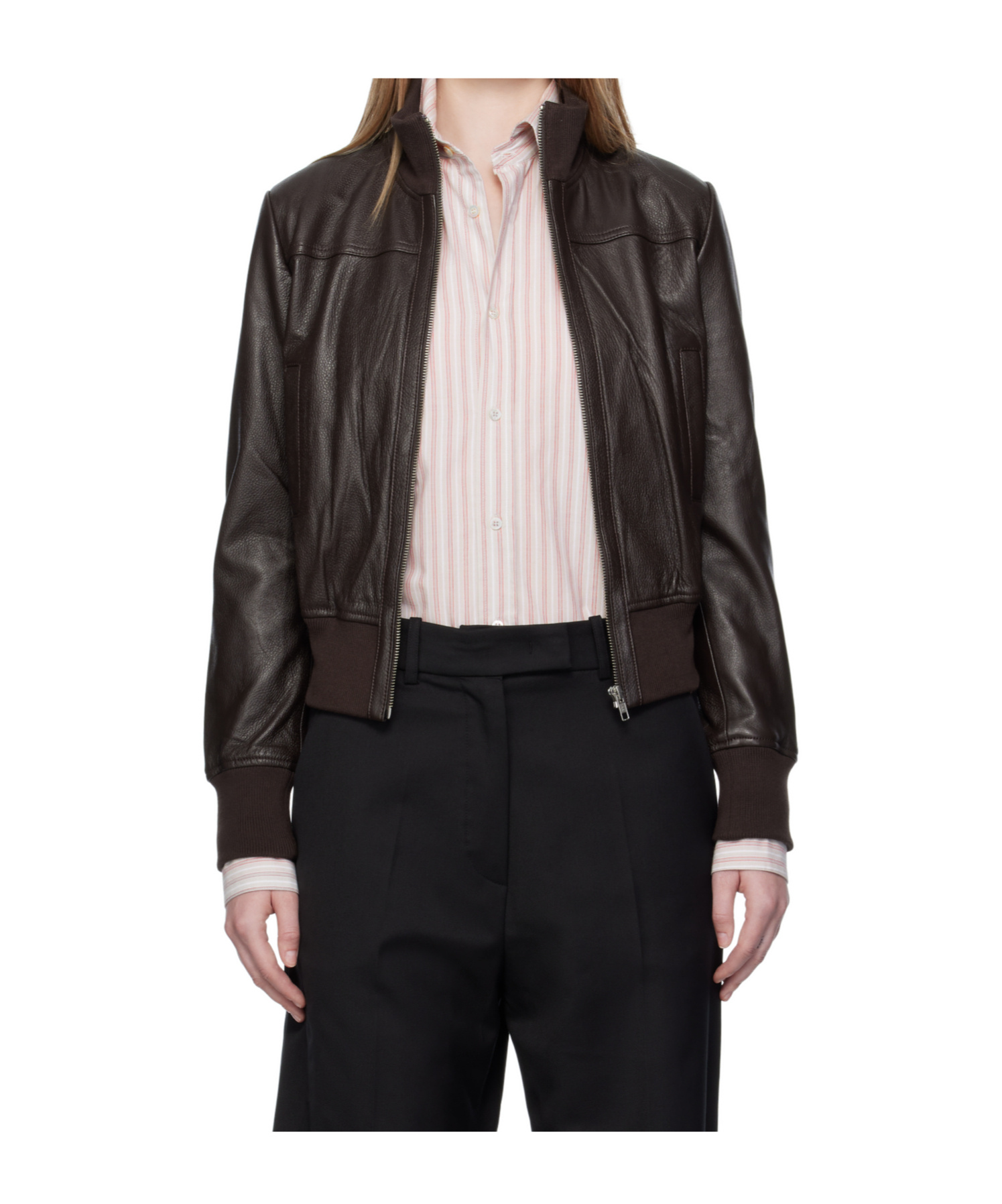 The Frankie Shop Tobias Leather Jacket In Black