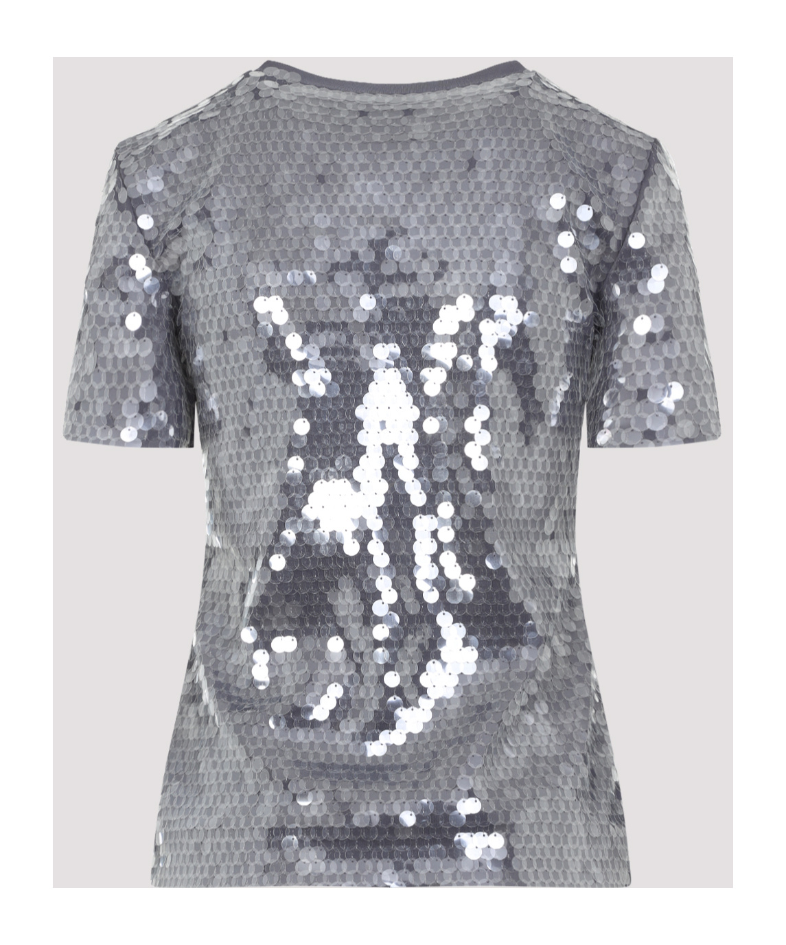Sportmax Fitted Grey T-shirt With Hexagonal Sequin Detailing In Gray