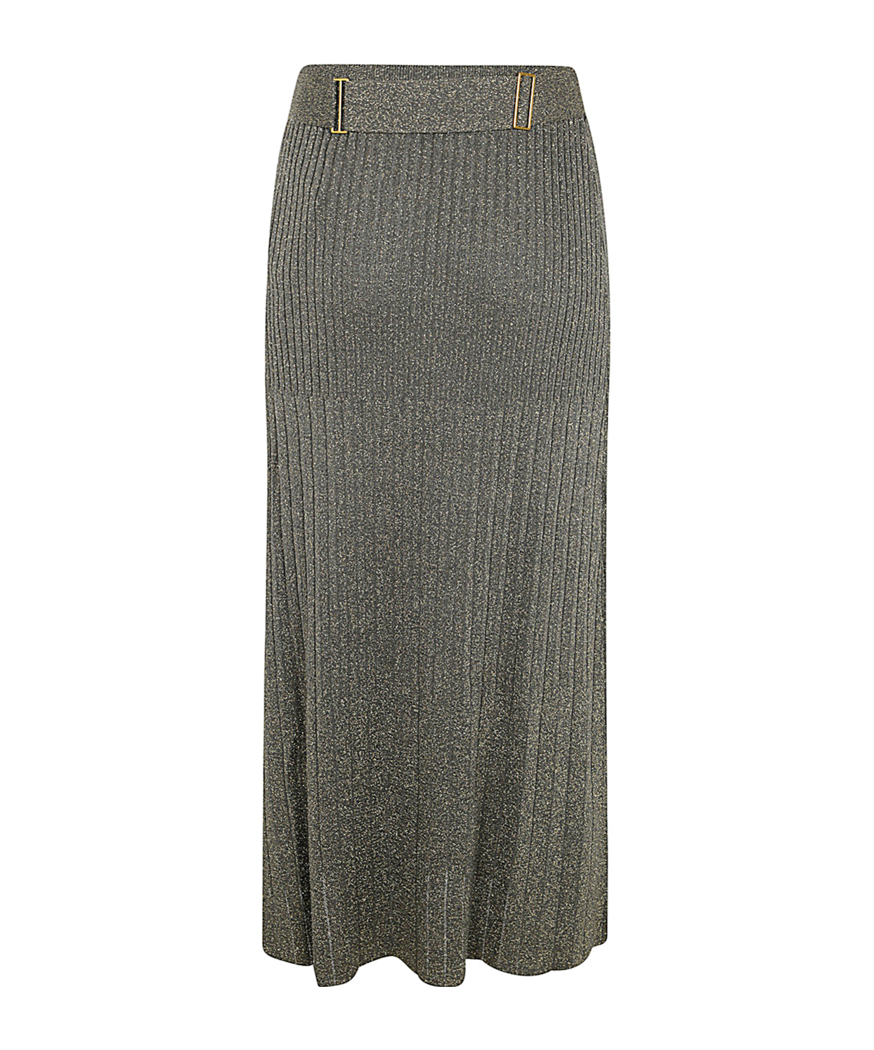 Shop Twinset Fine-knit Lurex Midi Skirt In Black