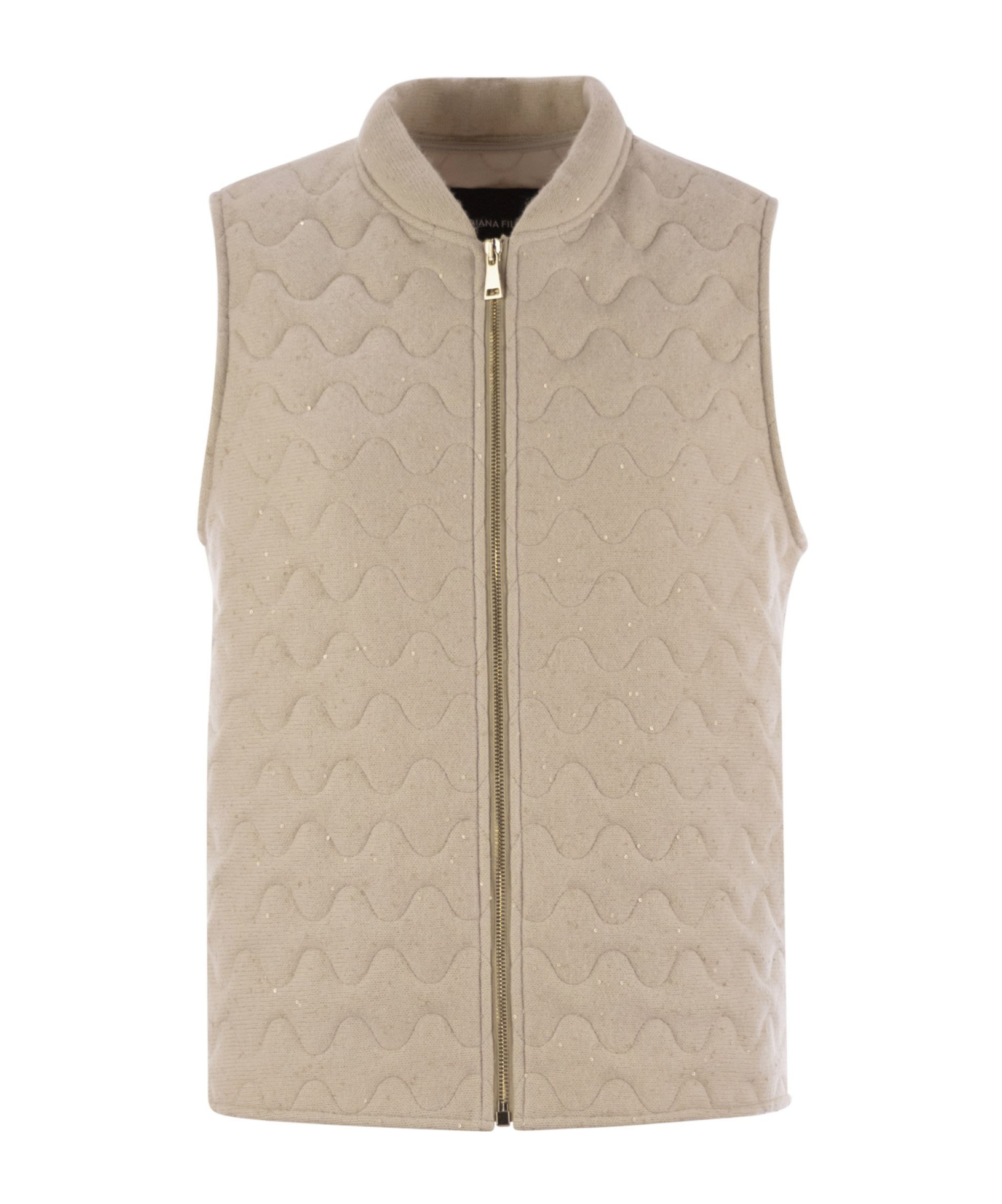 Fabiana Filippi Quilted Yarn And Sequin Waistcoat In Neutral
