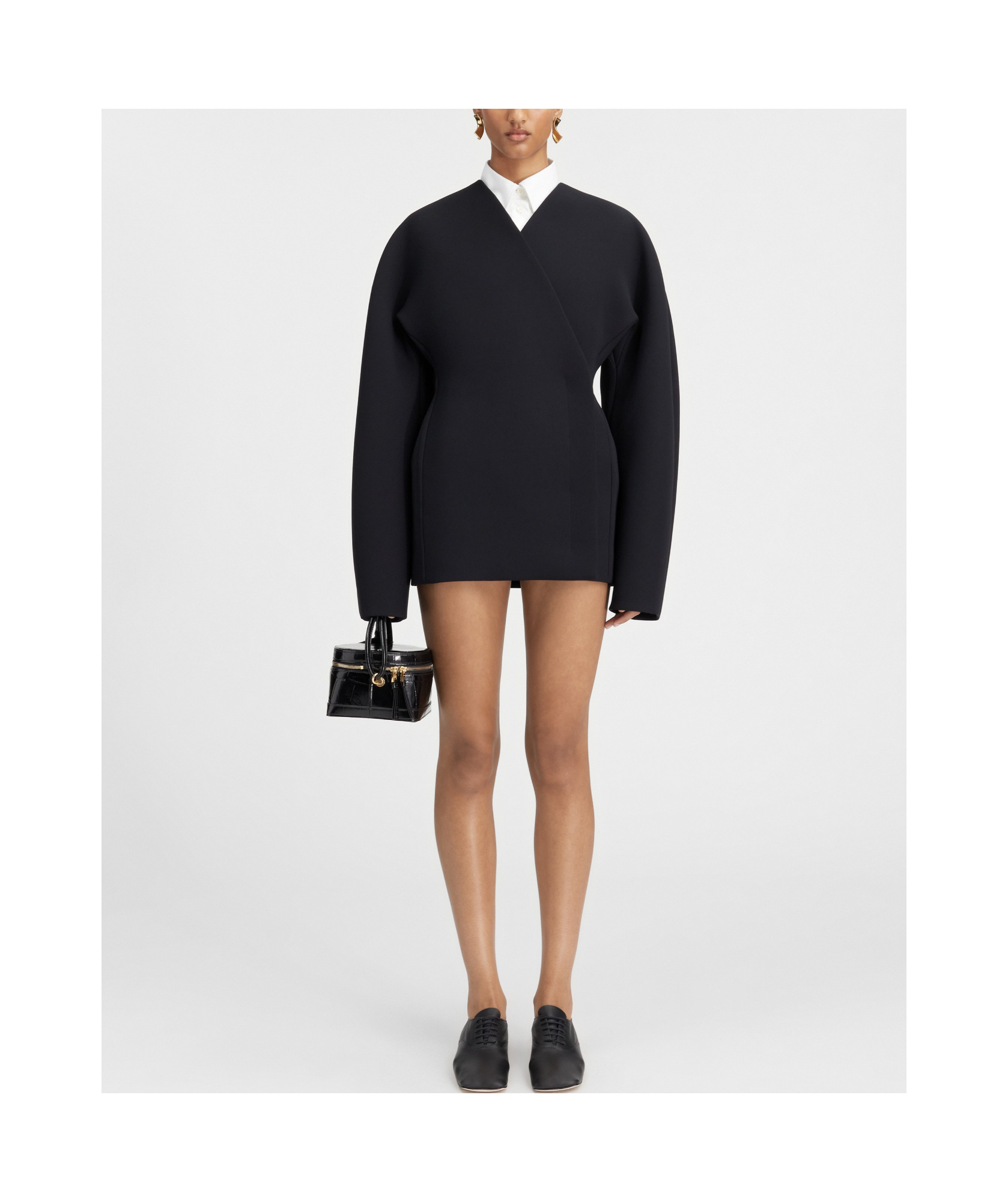 Jacquemus Curved Mini Dress In Black