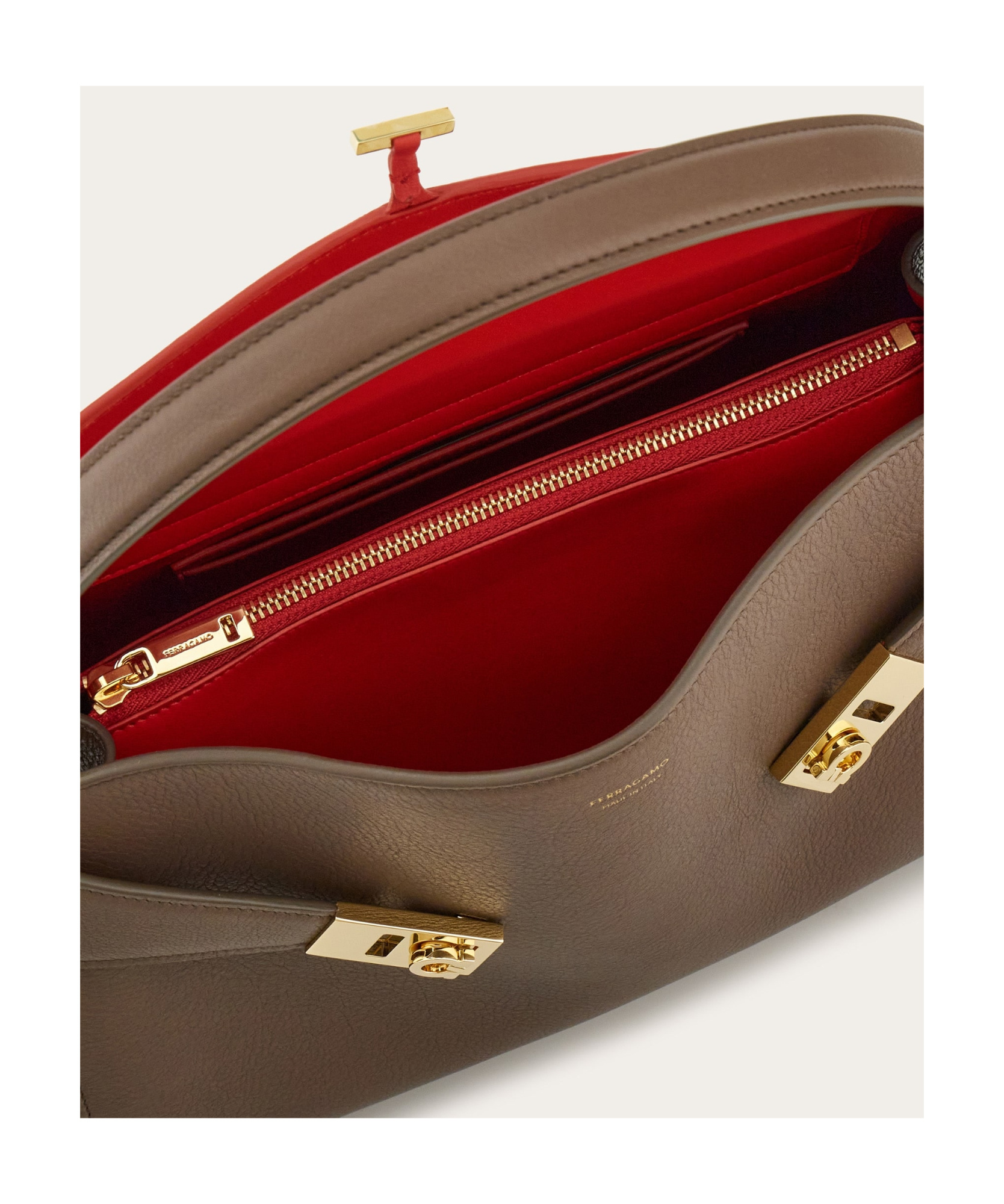 Ferragamo Two-tone Structured Medium Shoulder Bag In Green