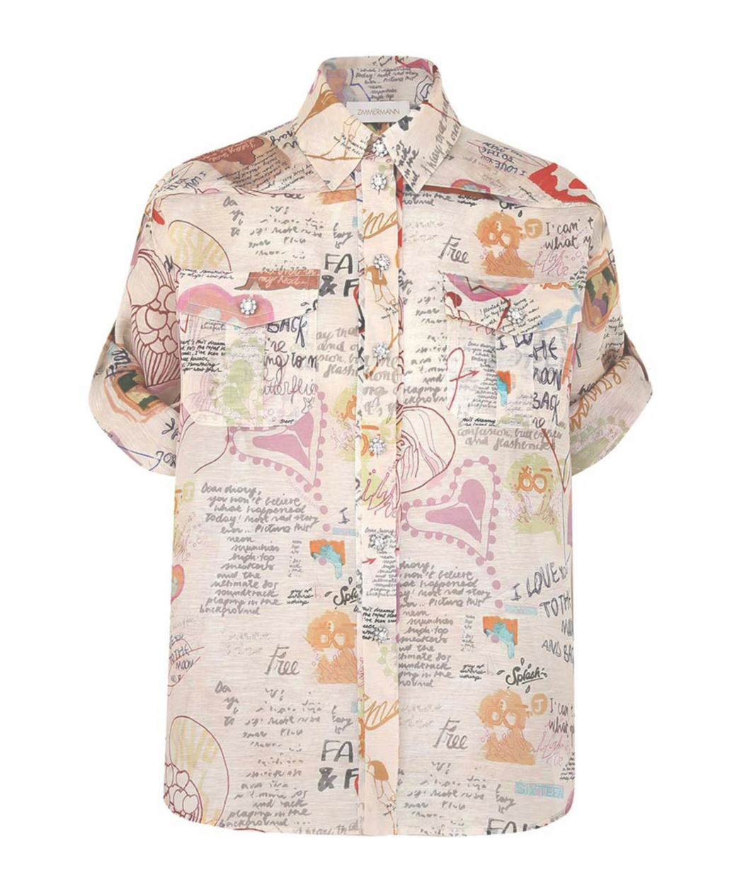 Zimmermann Buttoned Printed Shirt In Pink