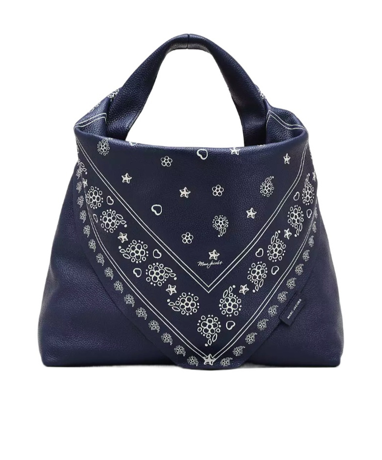 Marc Jacobs The Bandana Print Leather Sack Bag In Blue