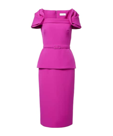 Safiyaa London Belted Peplum Midi Dress In Pink