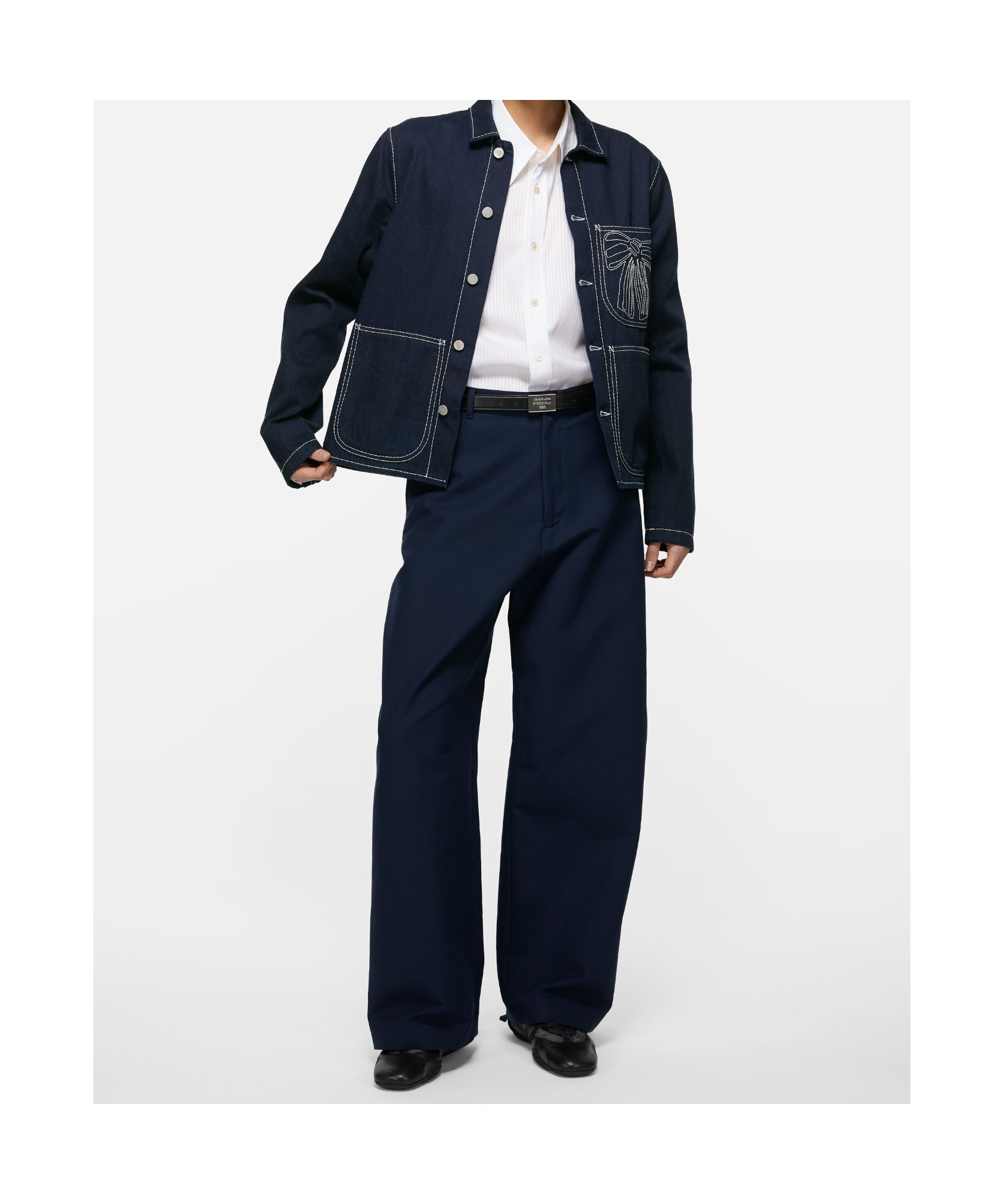 Acne Studios Bow-embroidered Denim Jacket In Blue