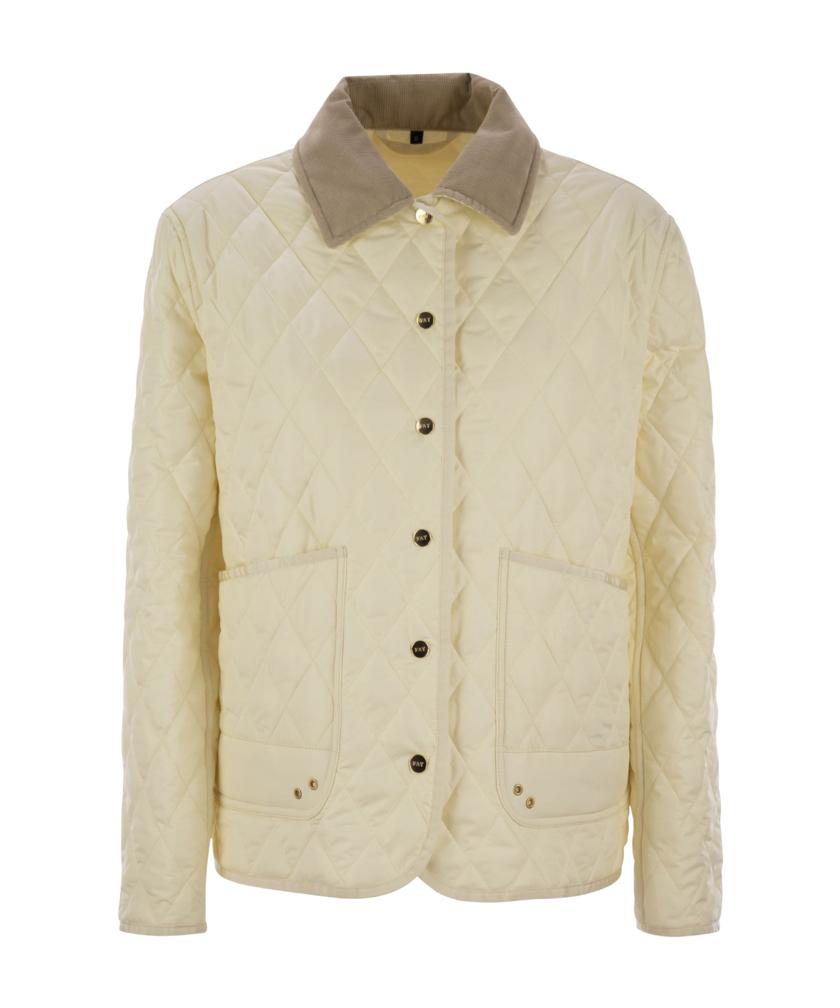 Fay Mini Diamond Quilted Nylon Shirt Jacket In Nude
