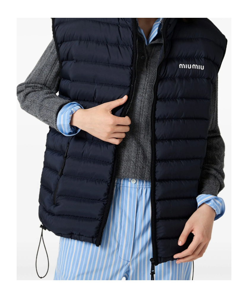 Miu Miu Lightweight Sleeveless Padded Jacket In Blue