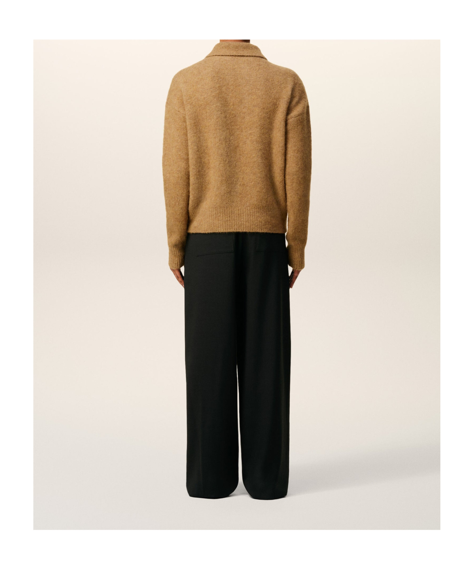 Ami Alexandre Mattiussi Alpaca And Wool Blend Long Sleeve Polo In Brown