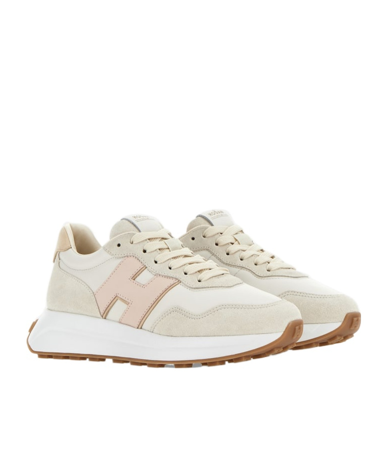 Hogan H669 Suede And Leather Sneakers In White