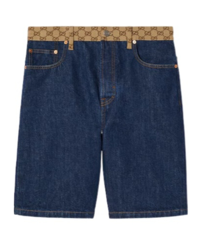 Gucci Belt-loop Denim Shorts In Blue