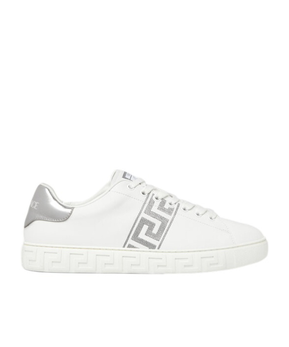 Versace Greca Embroidered Low-top Sneakers In White