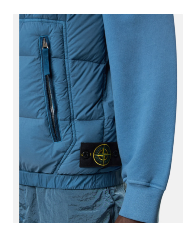 Stone Island Collar Puffer Vest With Side Zip Pockets In Blue