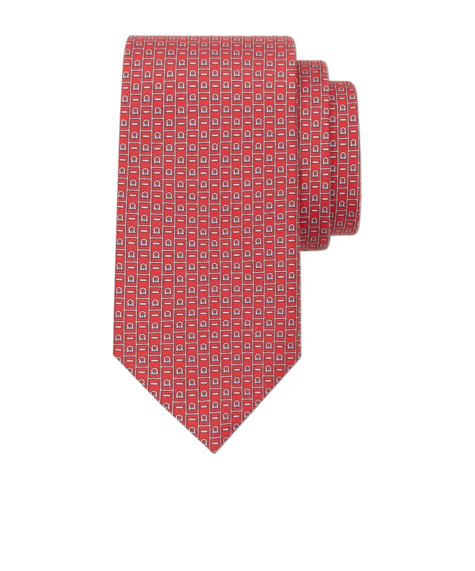 Ferragamo Salvatore Gancini Printed Tie In Red