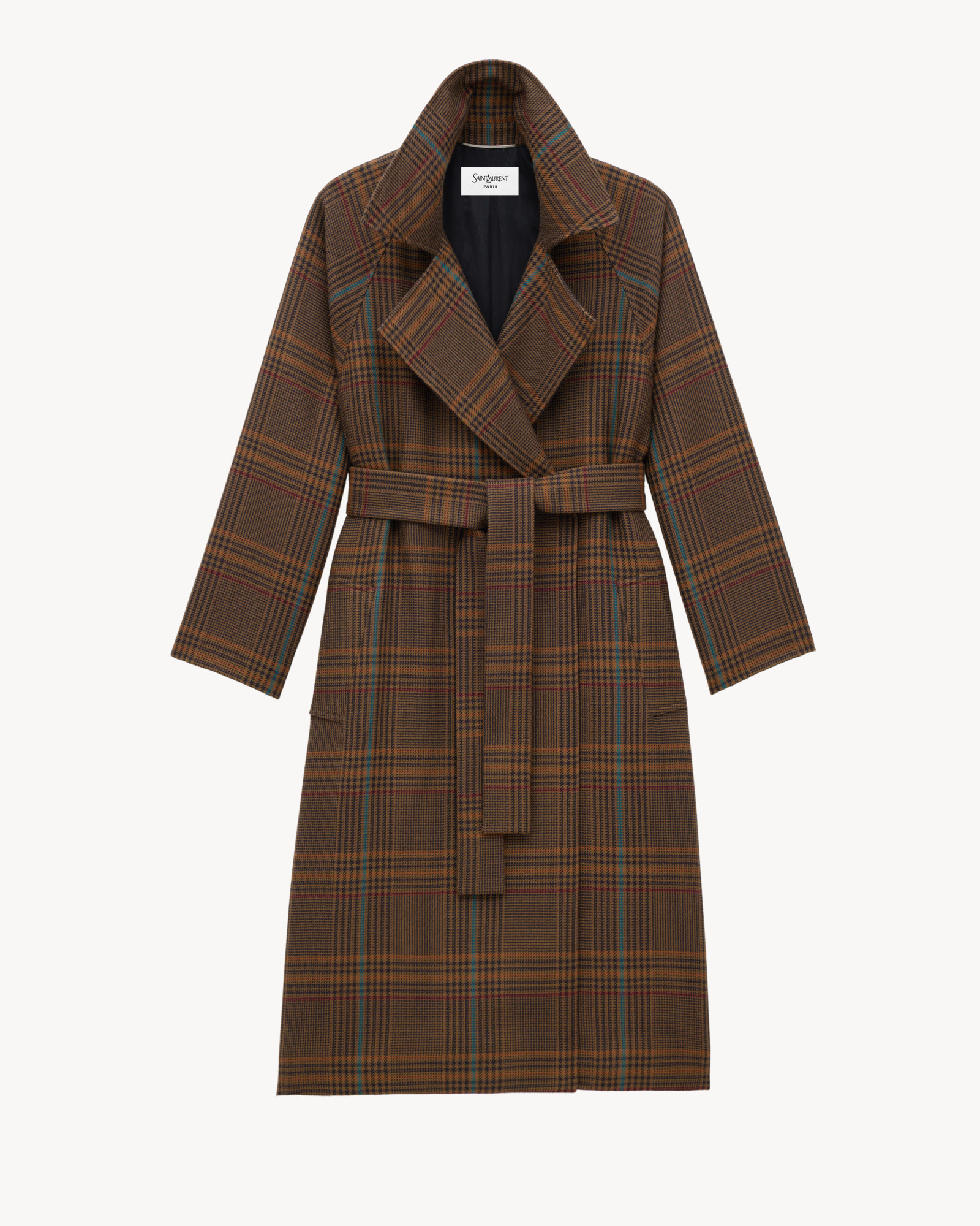Saint Laurent Long-sleeved Coat In Brown