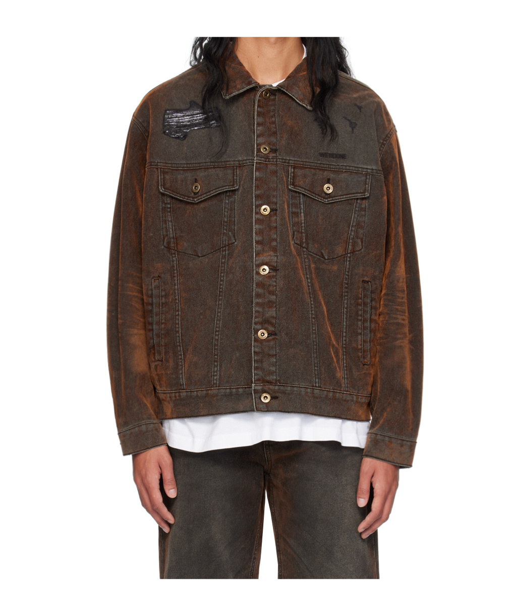 We11 Done Old Design Denim Coat In Green
