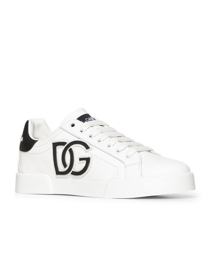 Dolce & Gabbana Dg Logo Patch Leather Sneaker In White