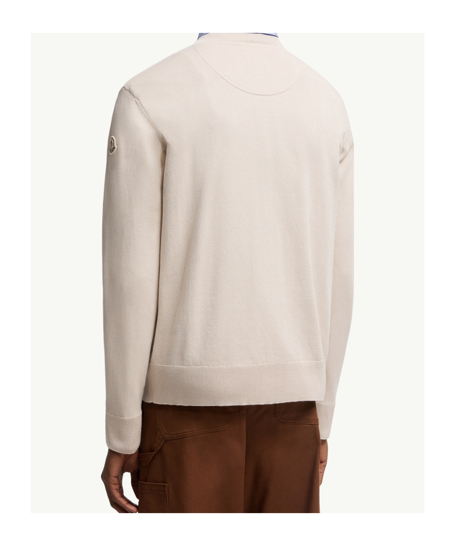 Moncler Cotton Pullover With Crew Neck And Embroidery In Gray