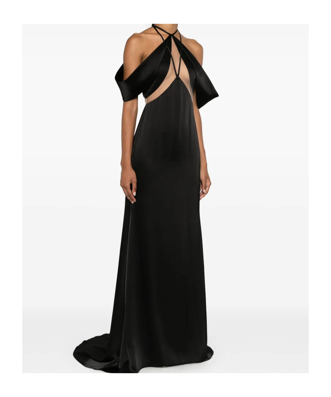 David Koma Tulle-detail Satin Gown
