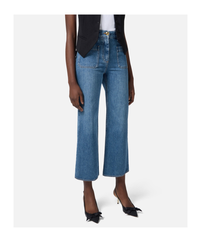 Elisabetta Franchi Palazzo Jeans In Blue