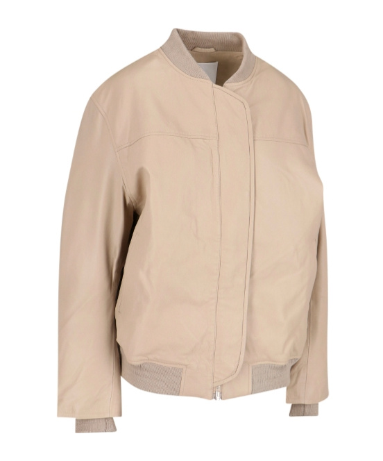 Remain Birger Christensen Long-sleeved Leather Jacket In Nude