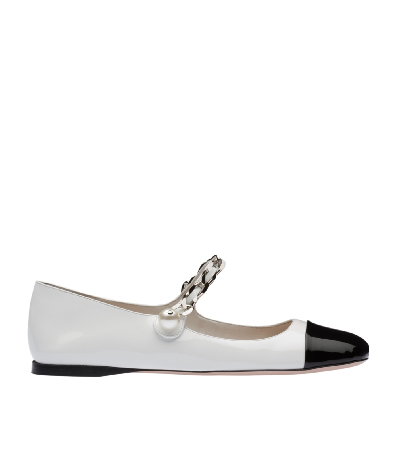 Miu Miu Pearl-detail Leather Ballerina Shoes In White