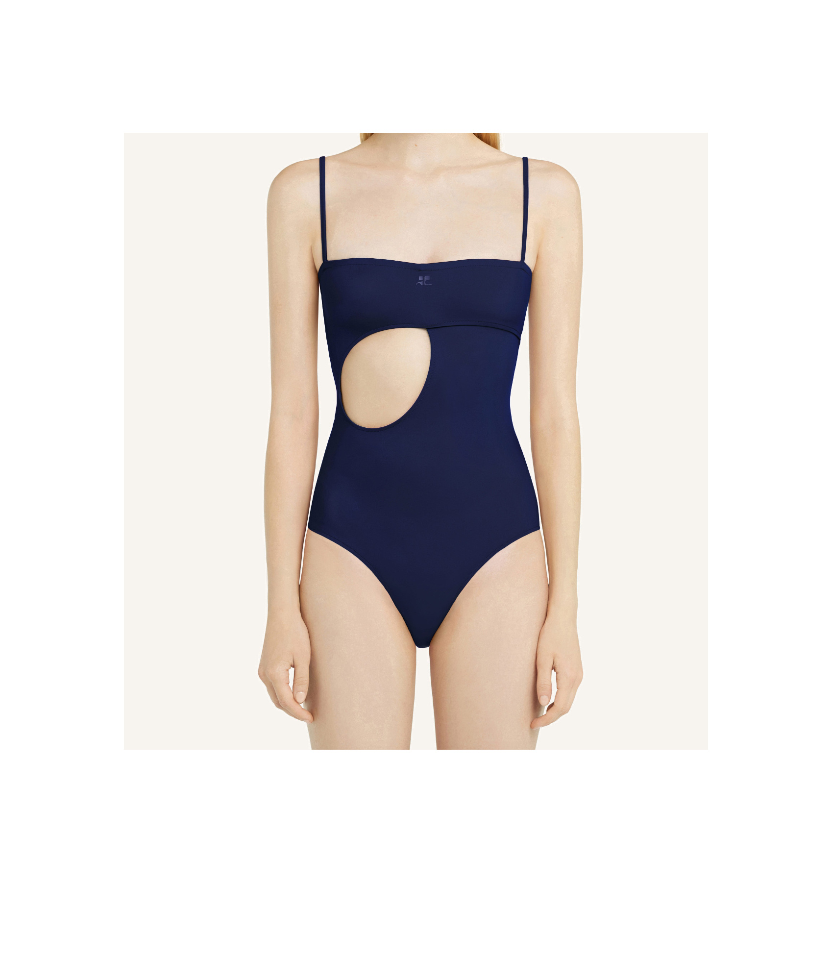 Courrèges Legacy Square Neck Swimsuit With Adjustable Straps In Blue