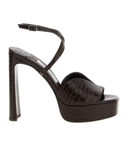 Jimmy Choo Karli 125 Croc-effect Platform Sandals In Black