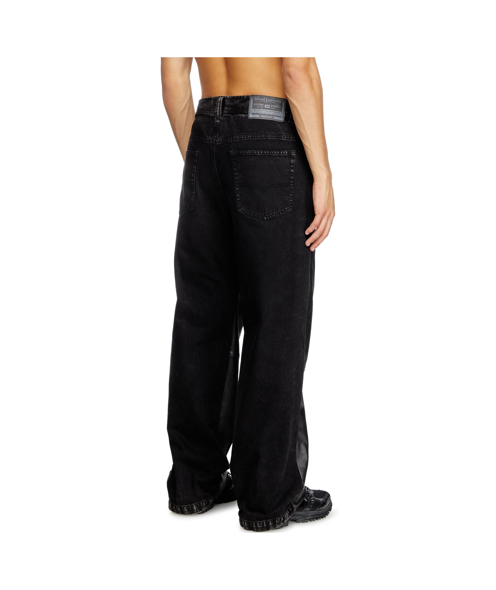 Diesel Elastic Waist Casual Pants In Black