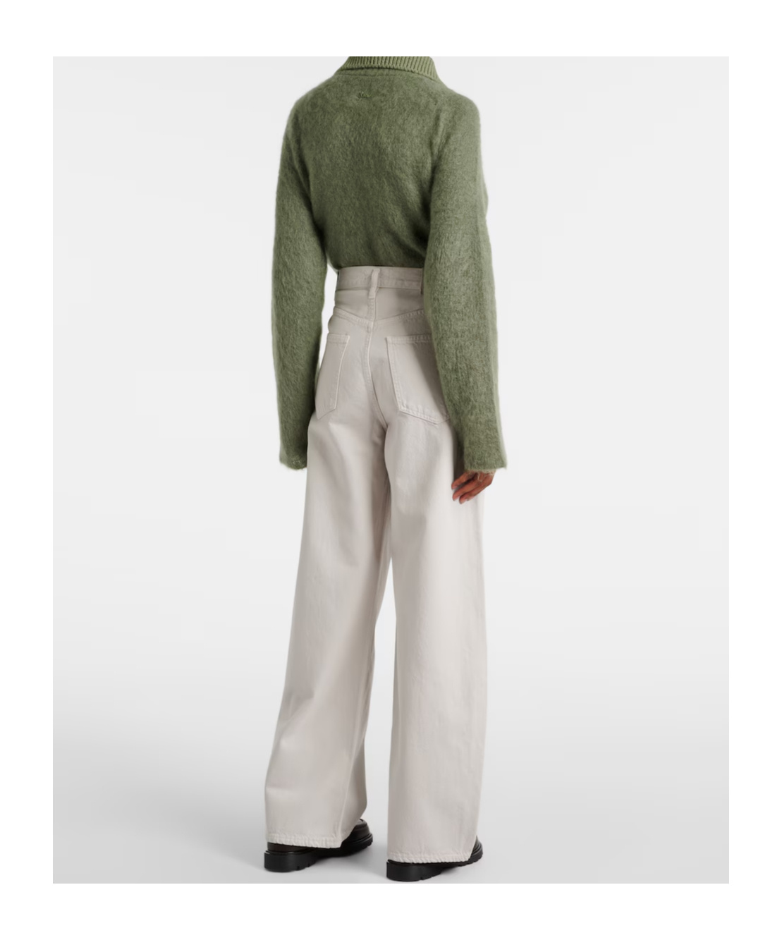 Agolde Low Curve Mid-rise Wide-leg Denim Trousers In White