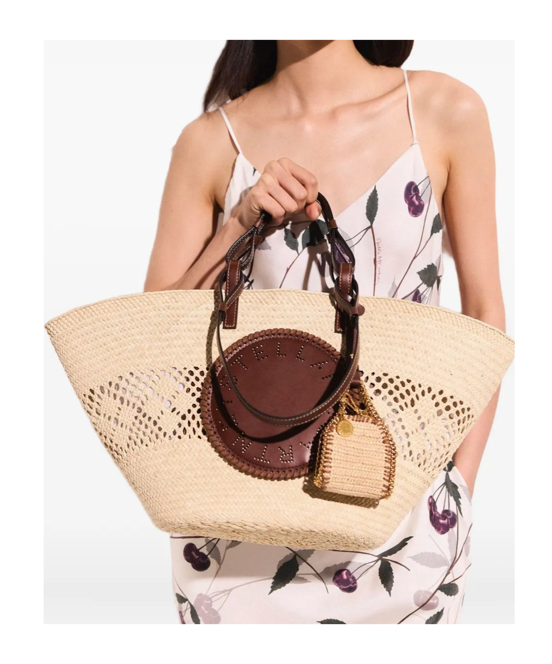 Stella Mccartney Logo Raffia Crochet Large Tote Bag
