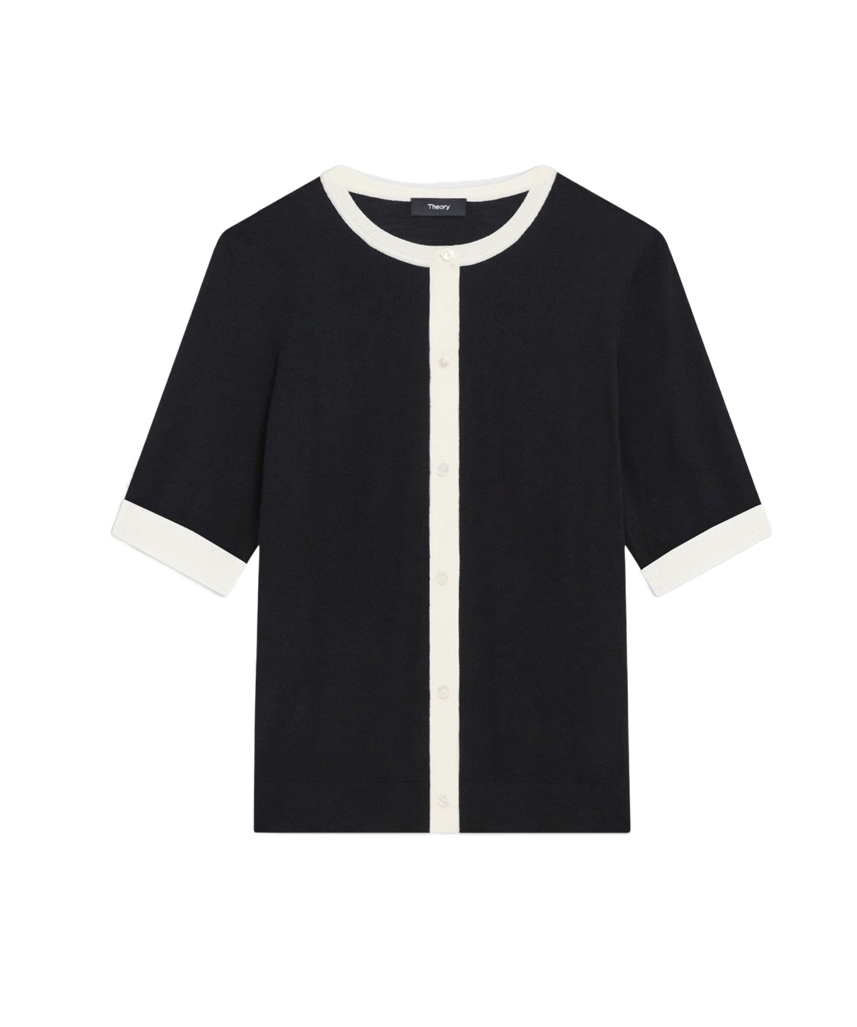 Theory Short-sleeved Cardigan In Black