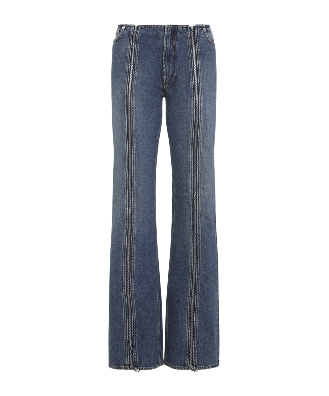Jean Paul Gaultier Zippered Denim Trousers In Blue