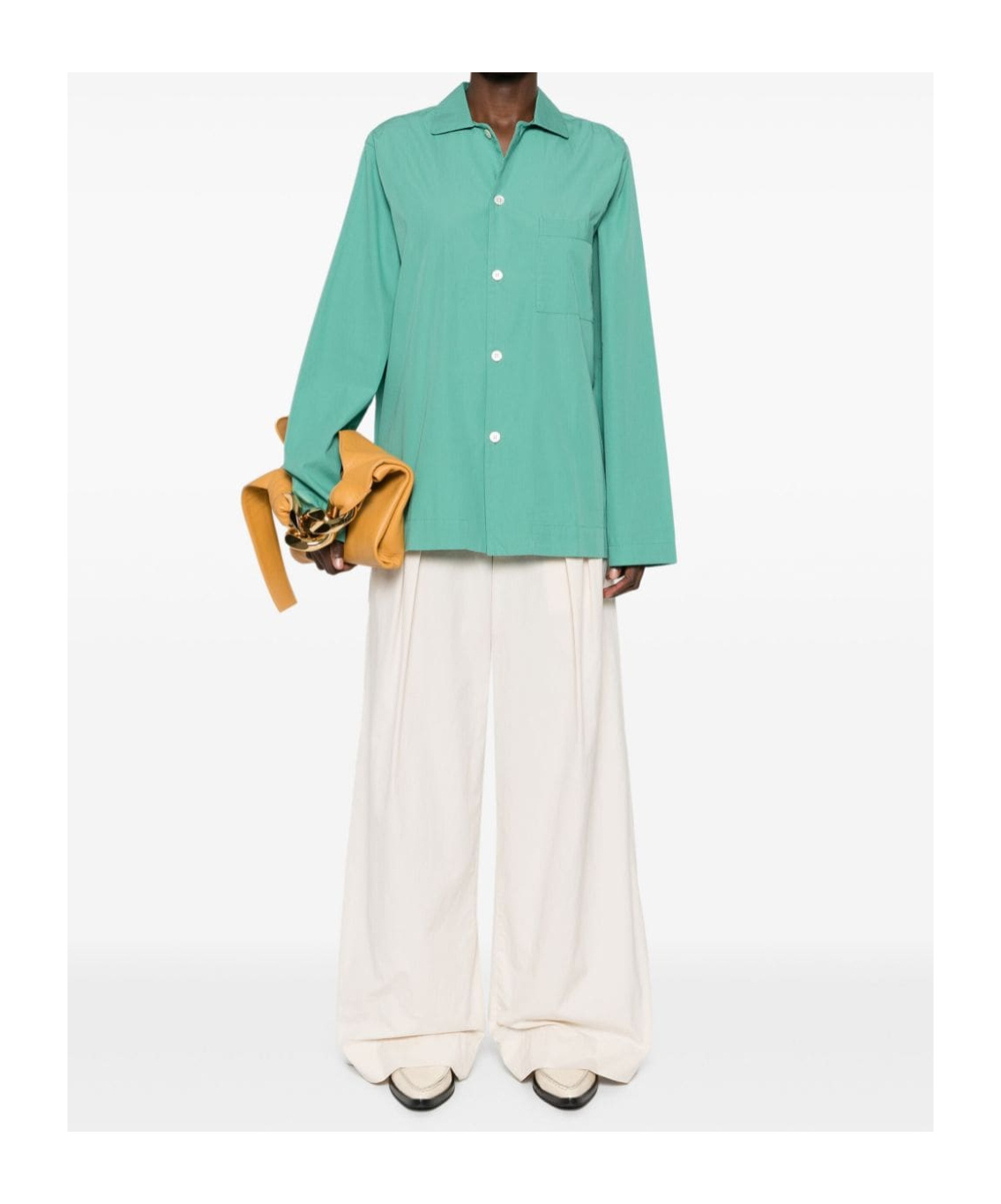 Tekla Long-sleeved Shirt Pajamas In Green