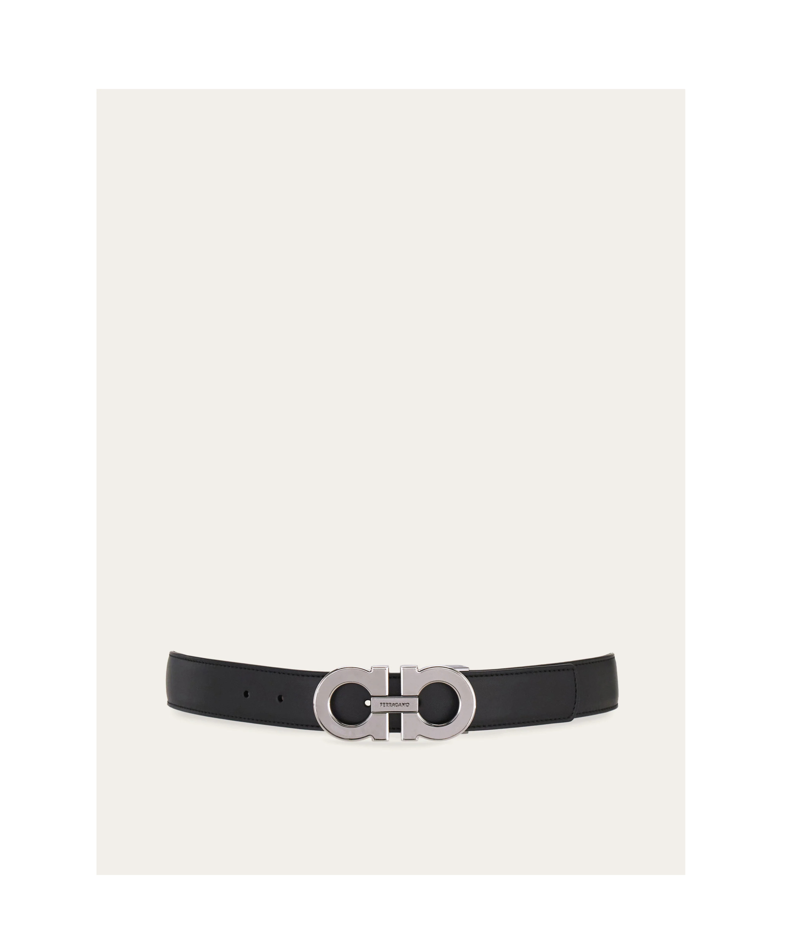 Ferragamo Reversible And Adjustable Gancini Belt In Black