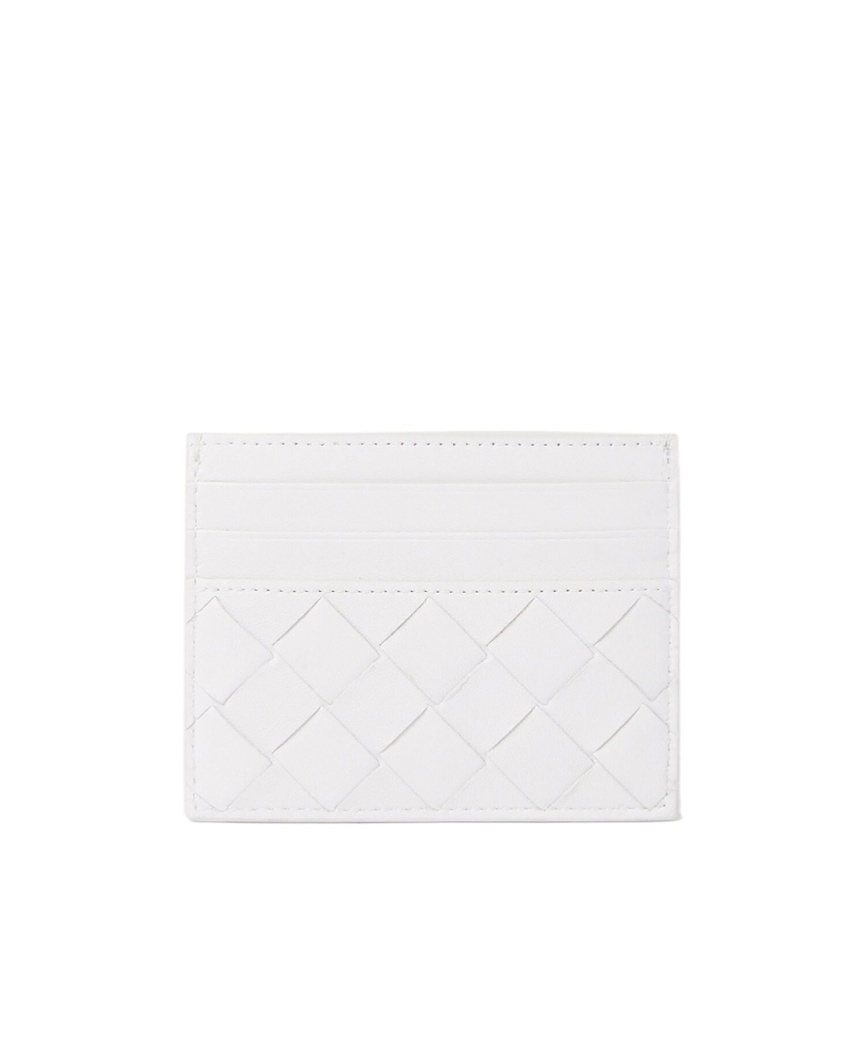 Shop Bottega Veneta Intrecciato Leather Cardholder In White