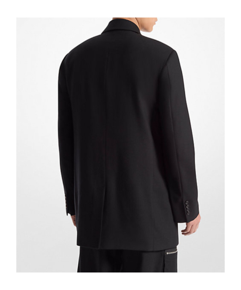 Michael Kors Stretch Wool Flannel Double-breasted Blazer In Black