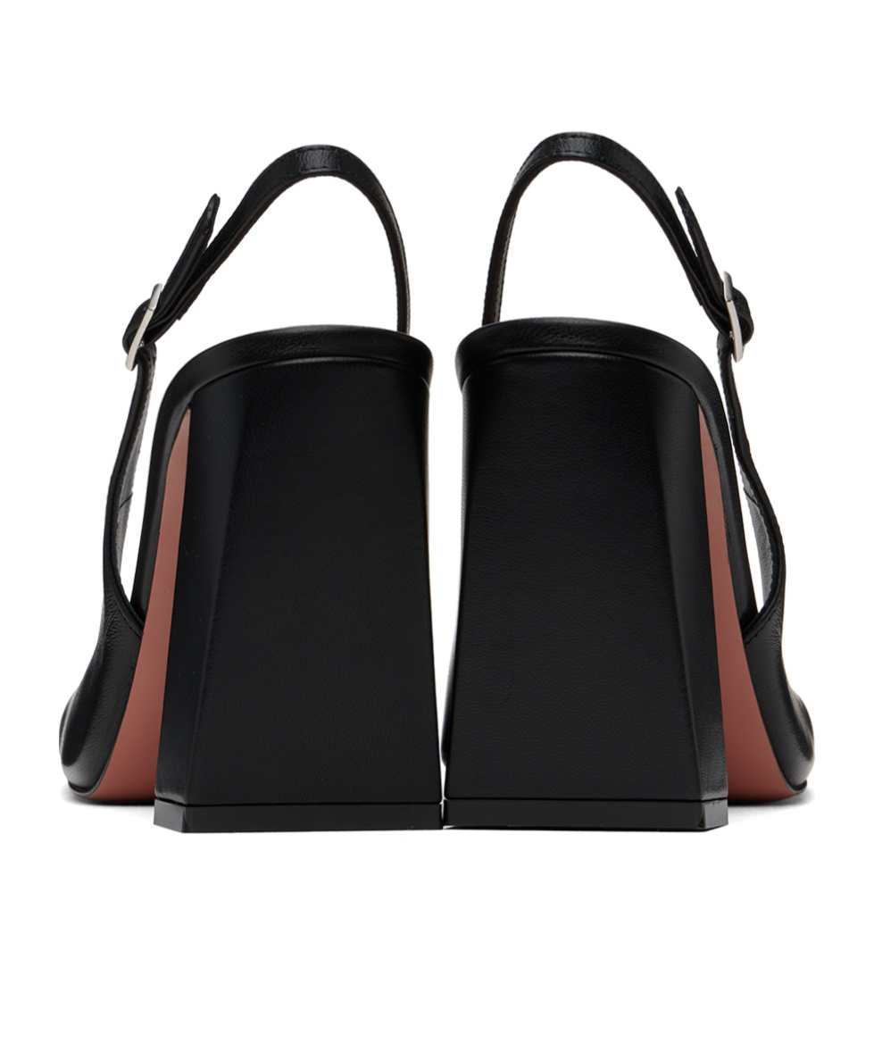 AMINA MUADDI SQUARE HEAD LOGO HIGH-HEELED SANDALS