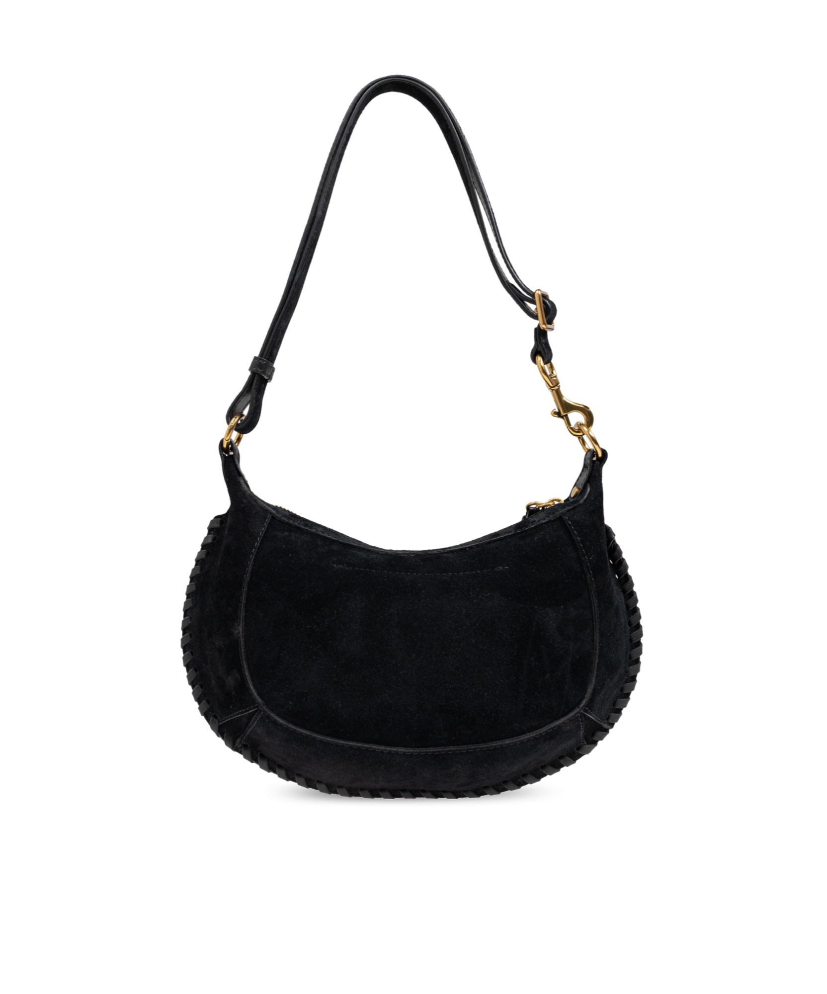 Isabel Marant Shoulder Bag Curved Silhouette Textured Trim In Black