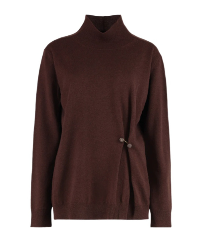 Fabiana Filippi High-neck Long-sleeved Sweater In Brown