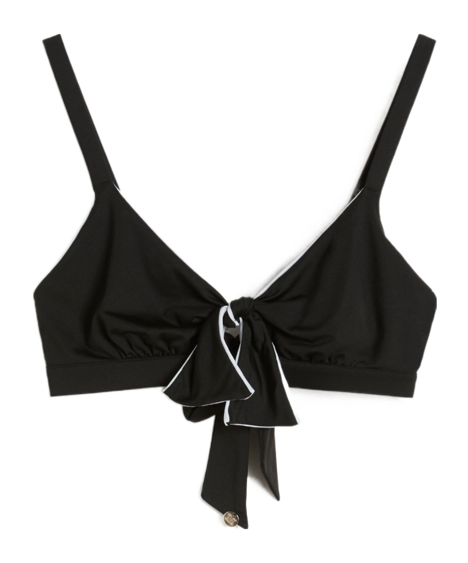 Max Mara Double-knit Bikini Top In Black