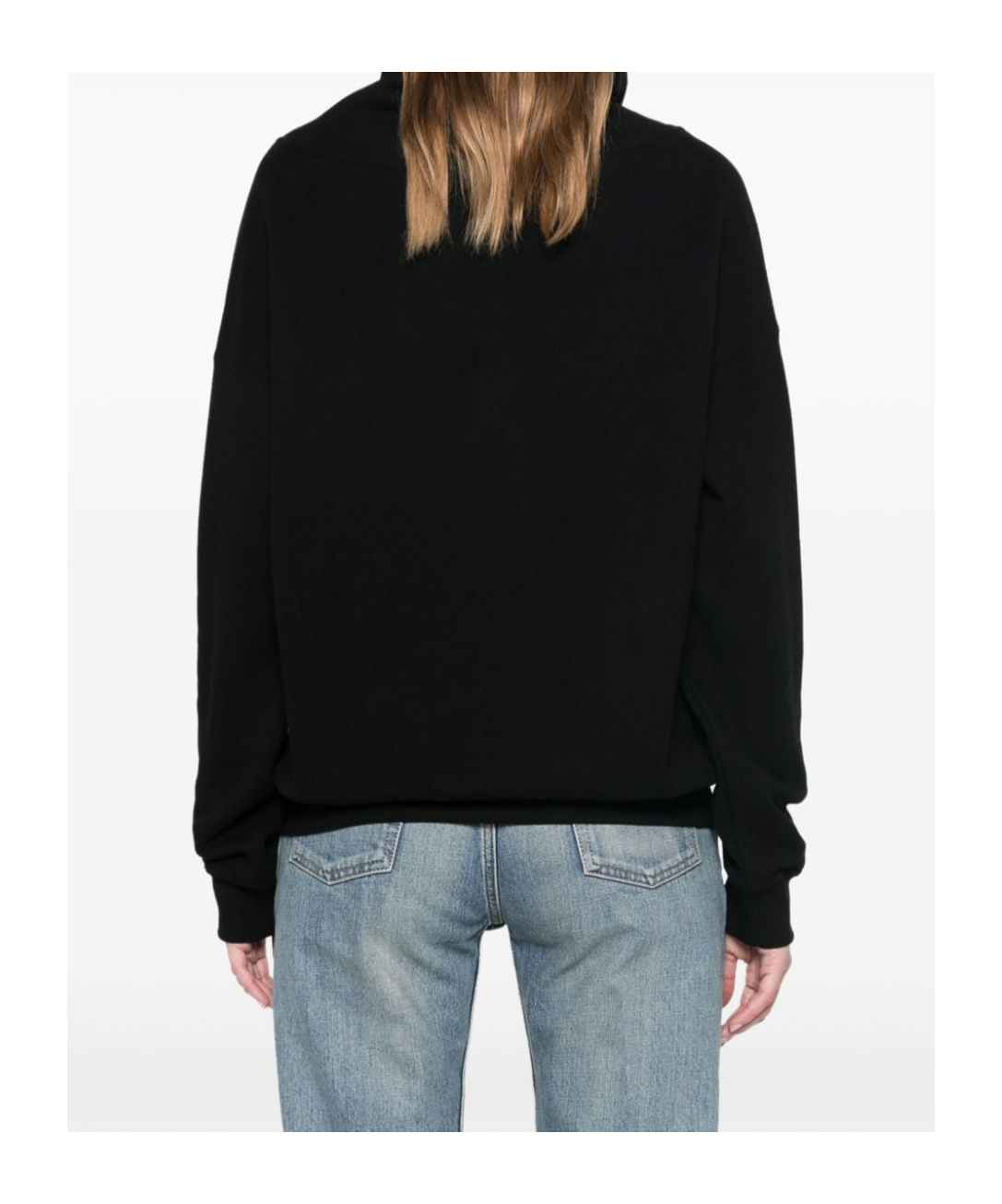 Saint Laurent Women's Hoodie Col Drape Molleton Doux Black In Black