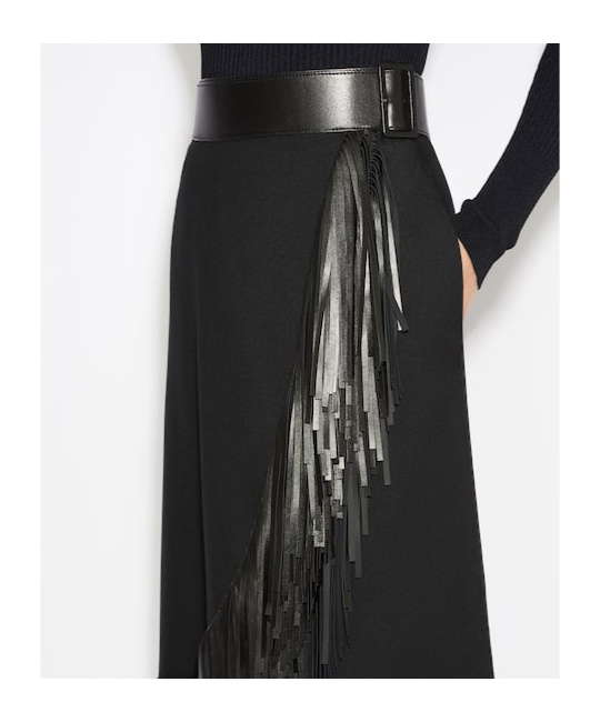 Shop Alaïa Fringed Skirt In Black